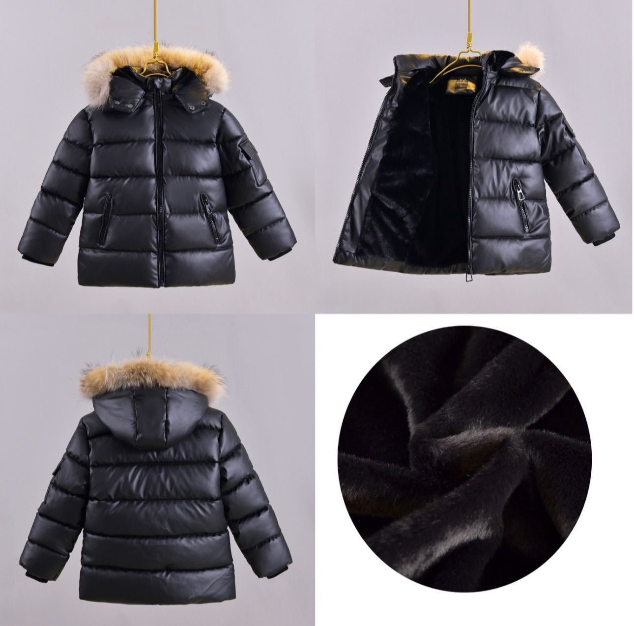 Geaca Neagra de Iarna, Imblanita, pentru Baieti, Raul