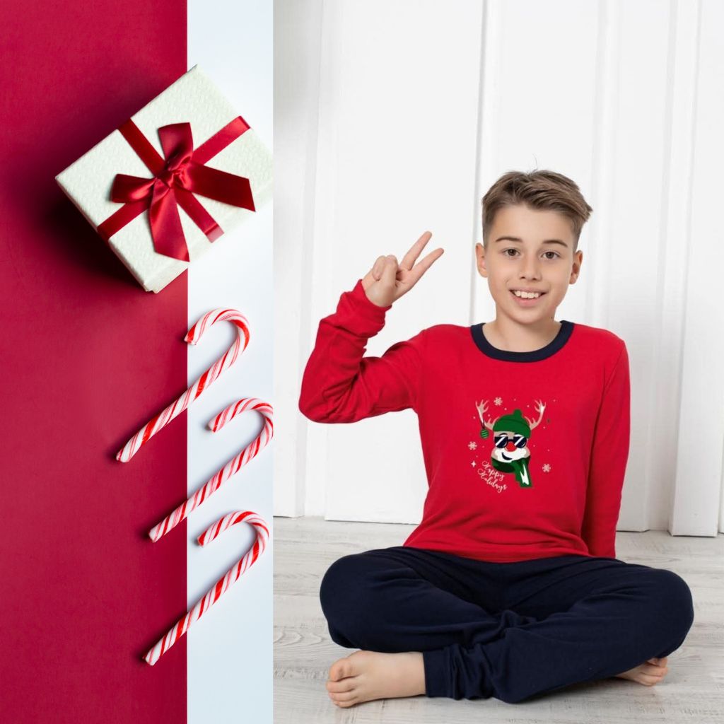Pijamale de Craciun, Copil, Happy Holidays