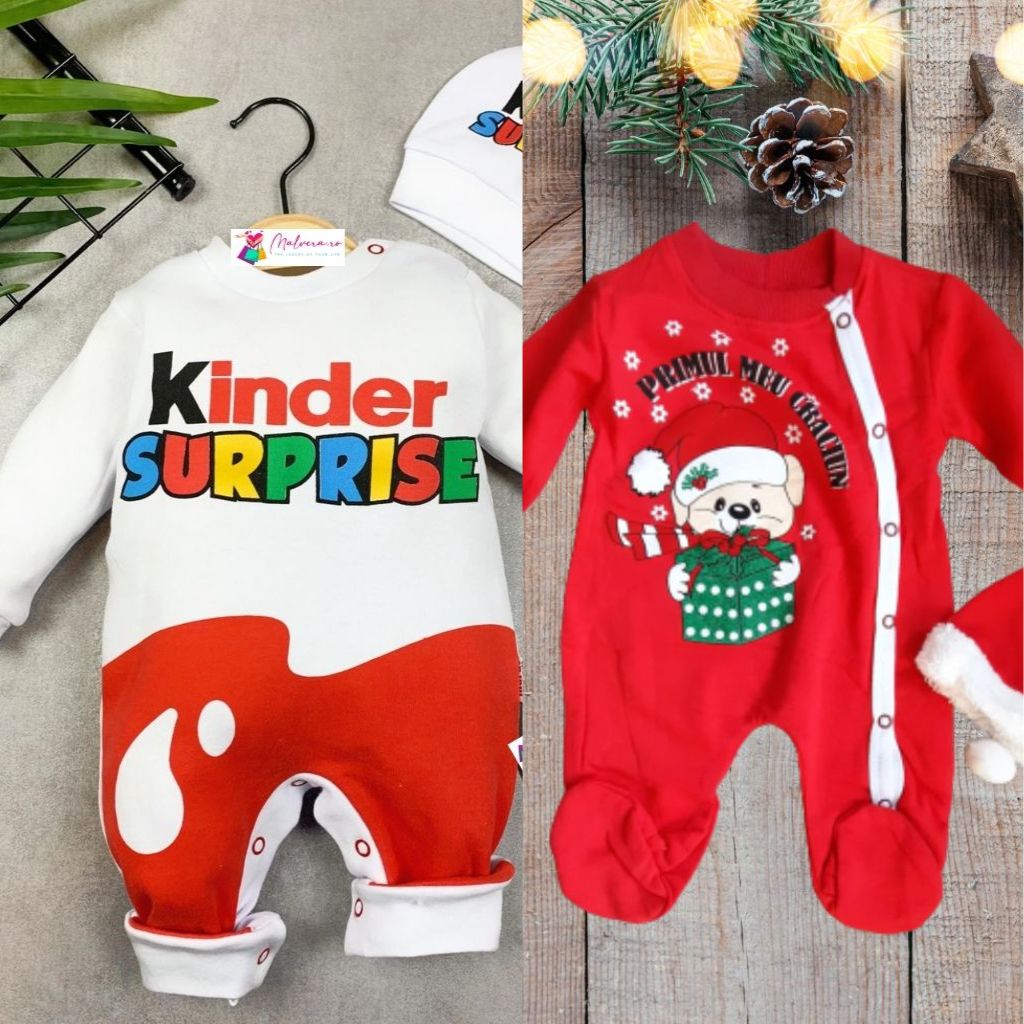 Set 2 Salopete pentru bebelusi Kinder Primul Craciun