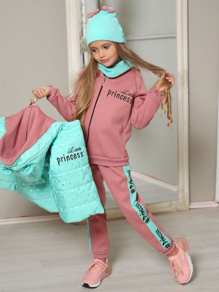 Set 5 piese pentru fetite, vatuit, cu vesta, Princess