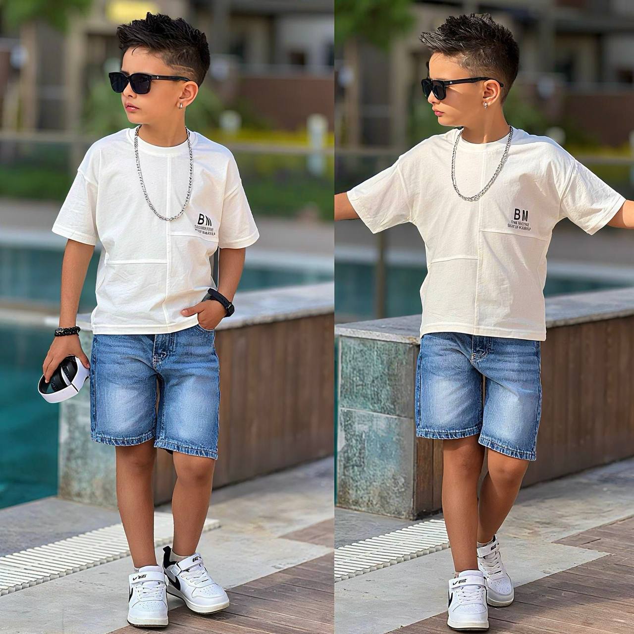 Set Tricou cu Pantaloni Scurti de Blugi, BM