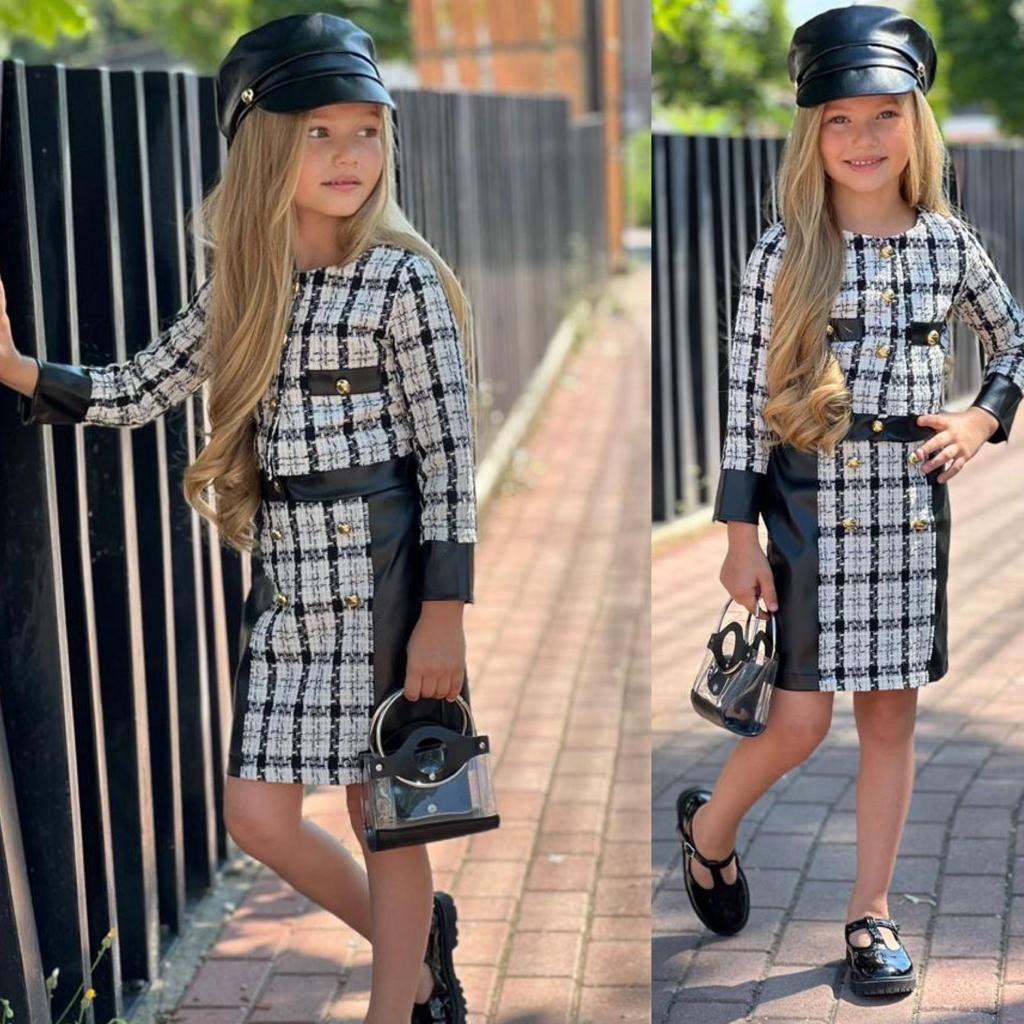 Set pentru Fetite, cu Bereta Neagra, Iris