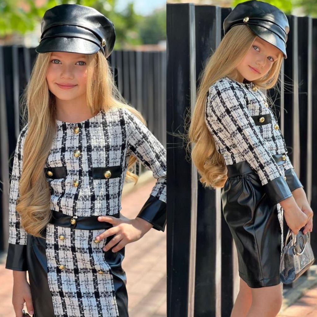 Set pentru Fetite, cu Bereta Neagra, Iris