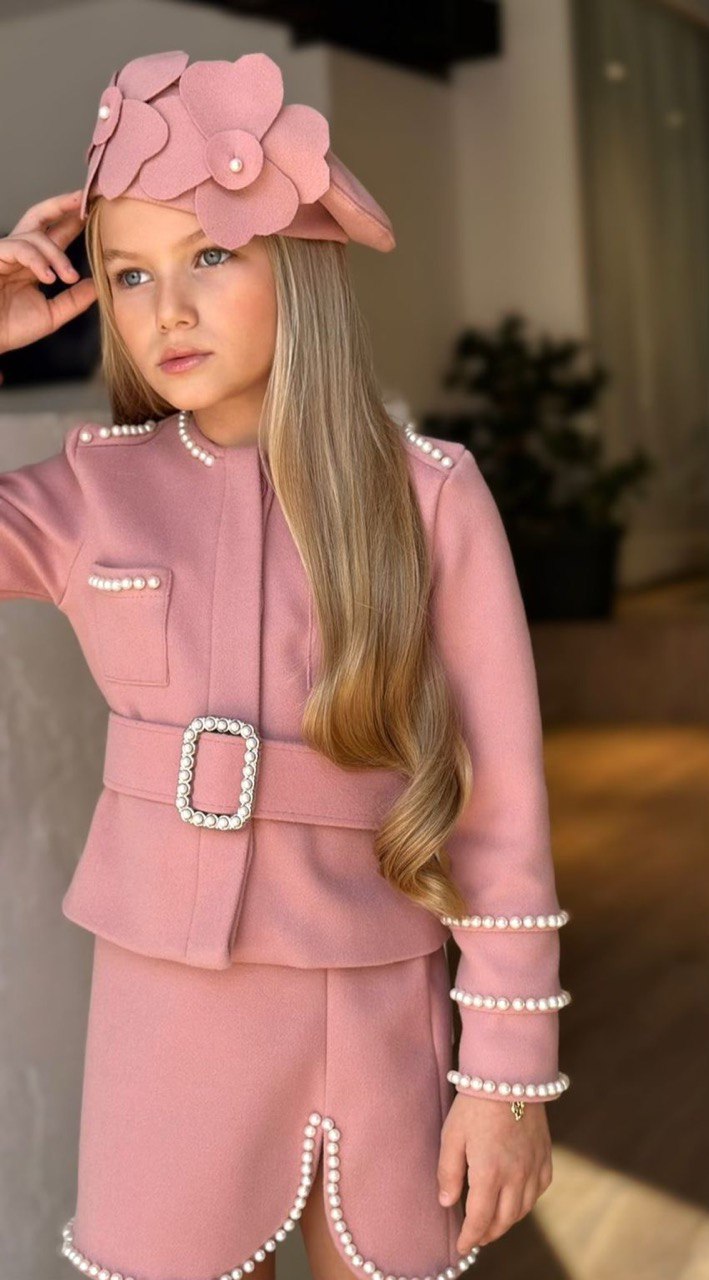 Set pentru Fetite cu Perlute si Bereta Leah