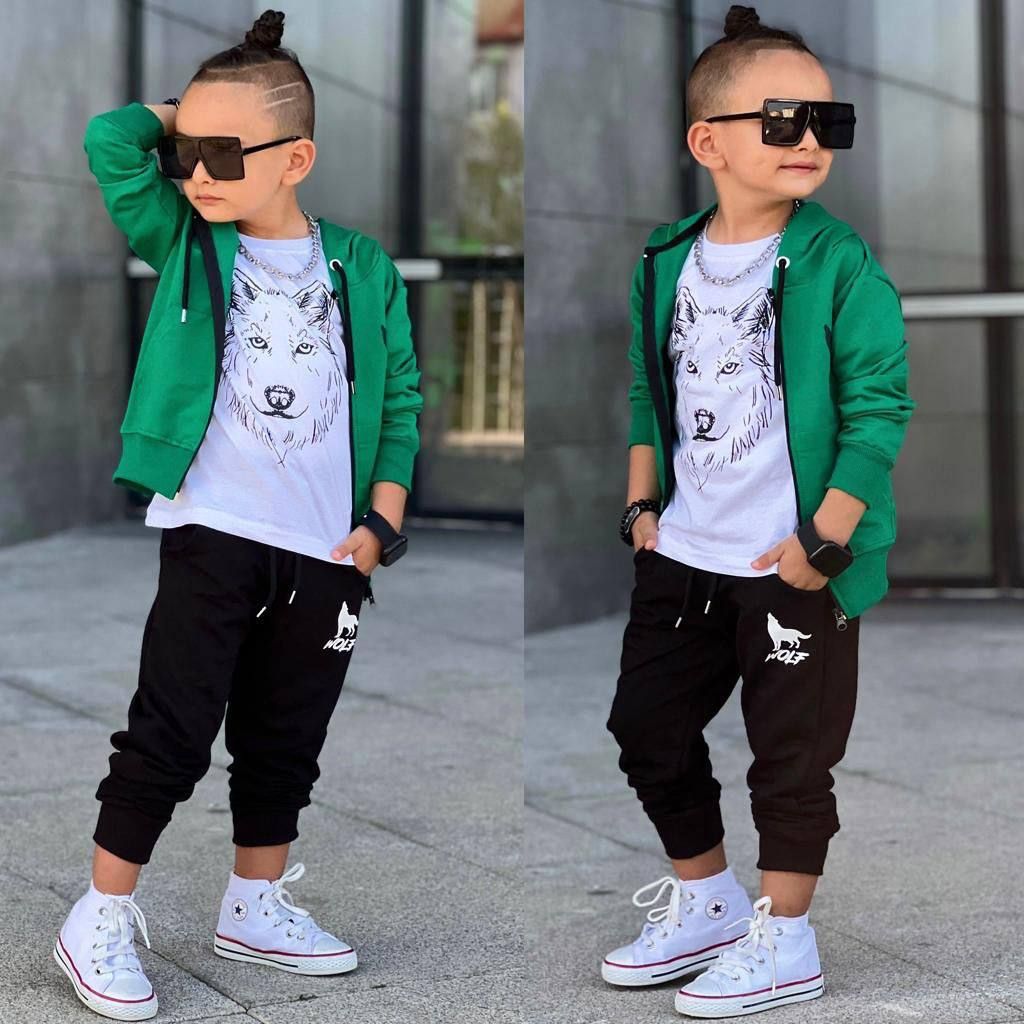 Trening pentru Baieti, 3 piese, din Bumbac, Wolf