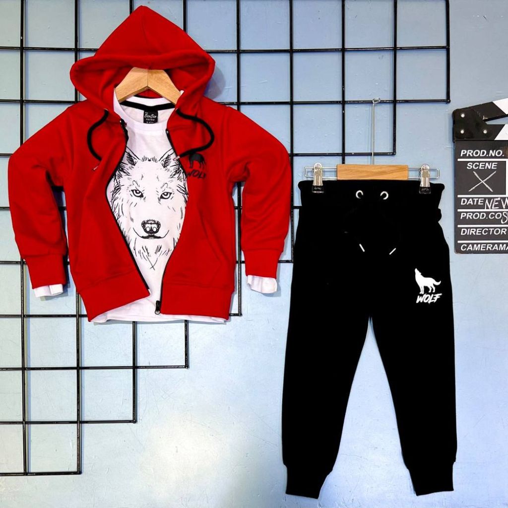 Trening pentru Baieti, 3 piese, din Bumbac, Wolf