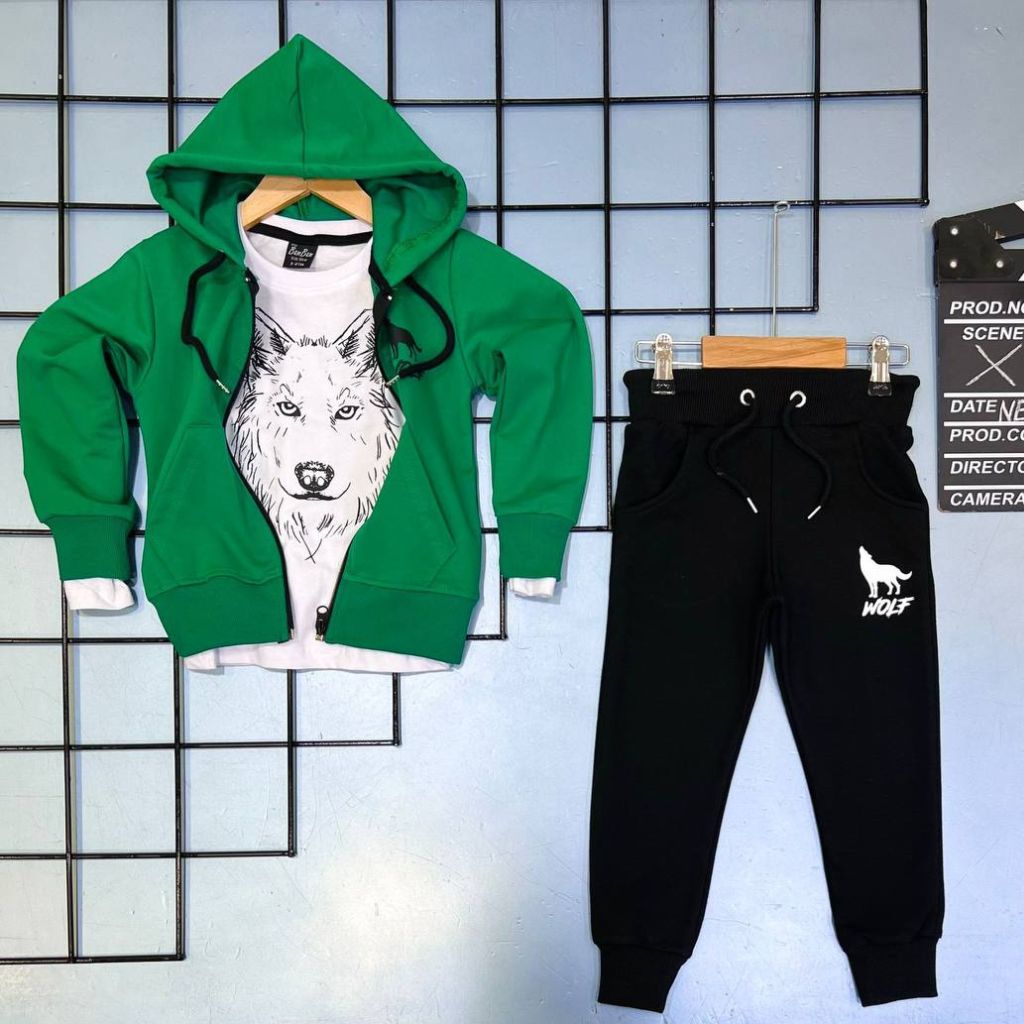 Trening pentru Baieti, 3 piese, din Bumbac, Wolf