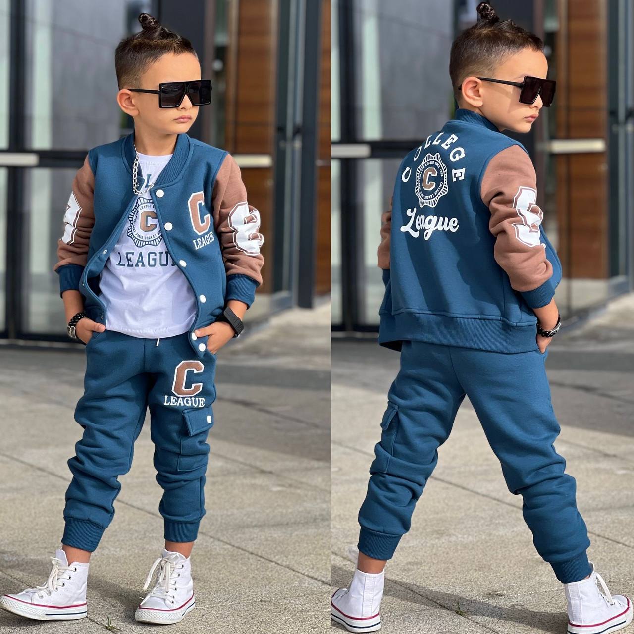 Trening Vatuit pentru Baieti, 3 piese, din Bumbac, College League