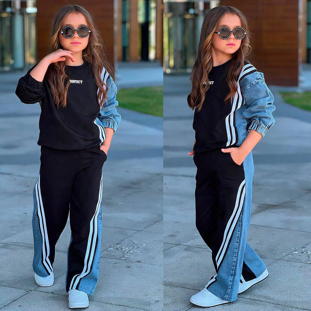 Trening pentru Fetite, 2 piese, din Bumbac si Denim, Perfect