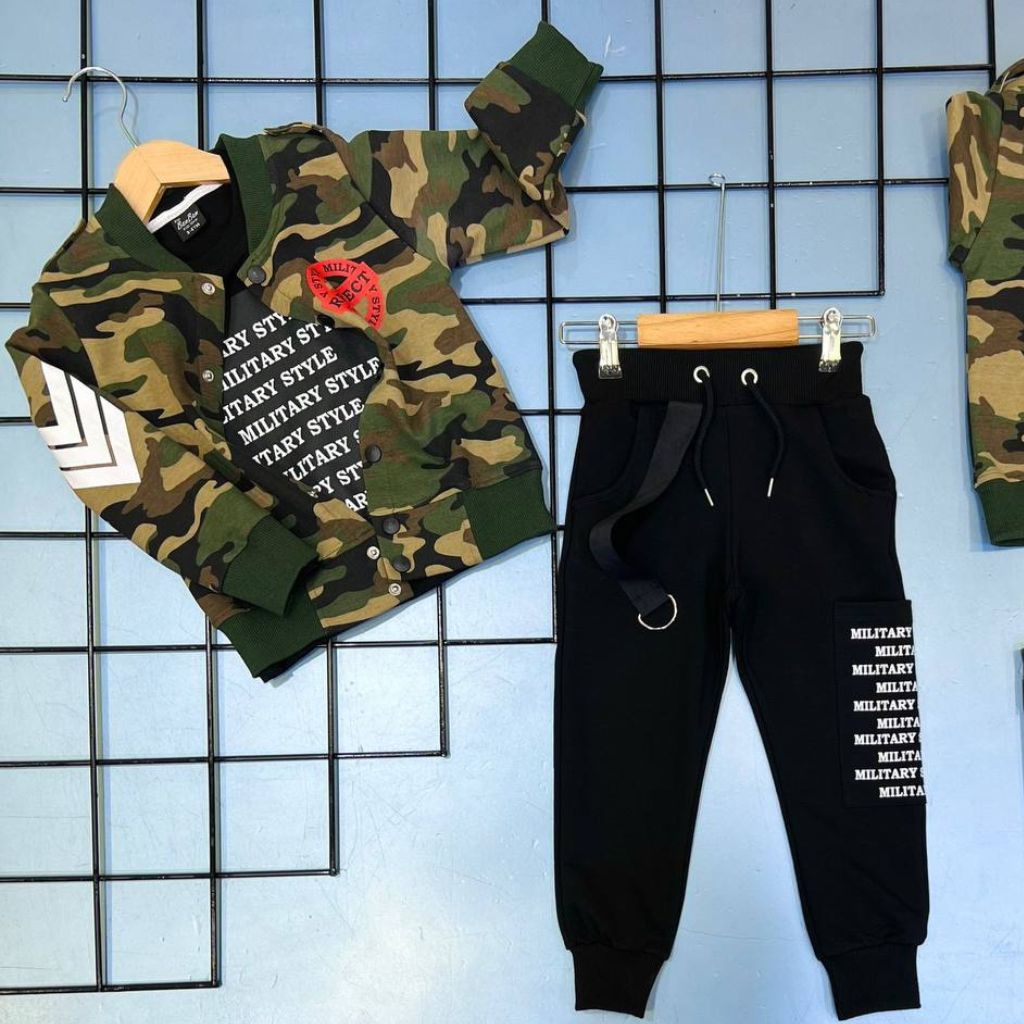 Trening pentru Baieti, 3 piese, din Bumbac, Military Style