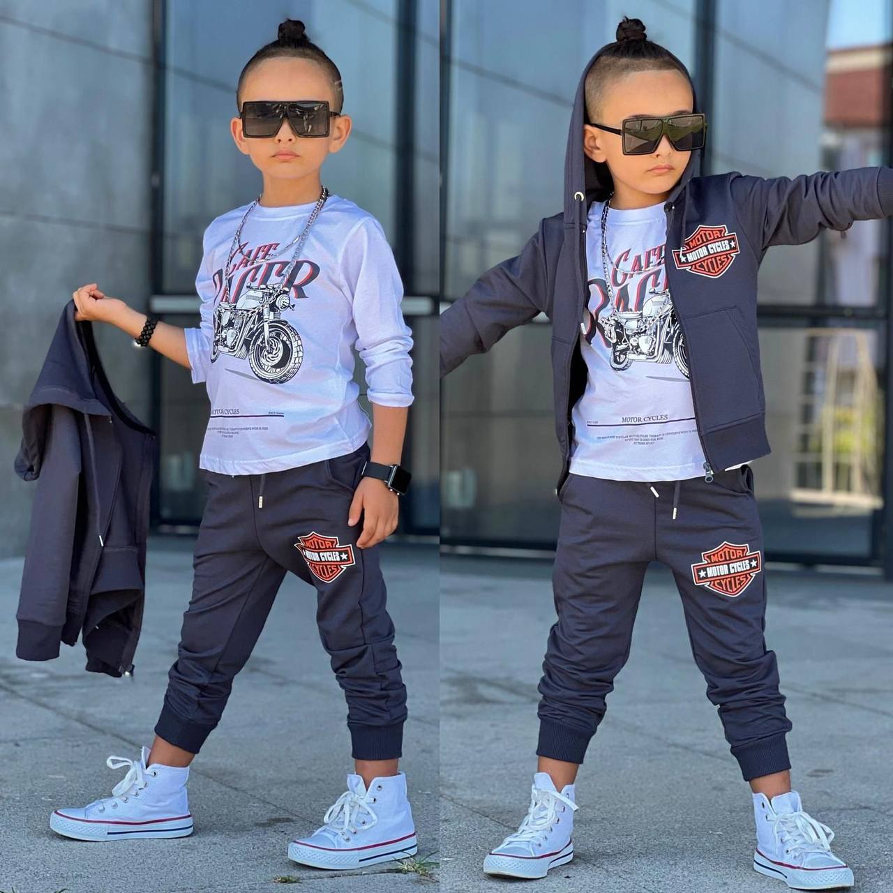 Trening pentru Baieti, 3 piese, din Bumbac, Motor Cycles