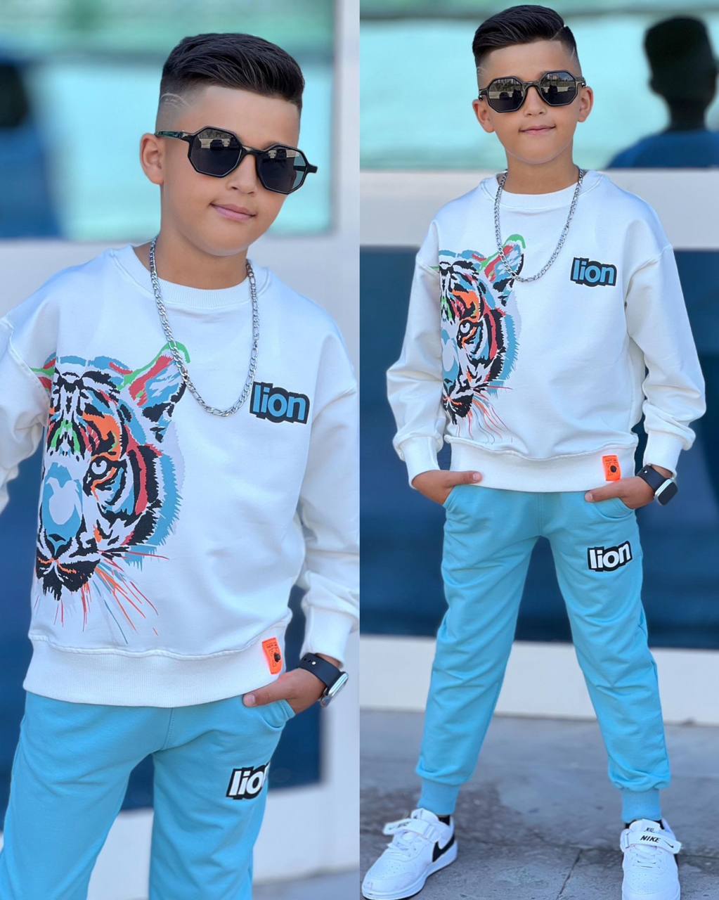 Trening pentru Baieti, din Bumbac, 2 piese, Lion