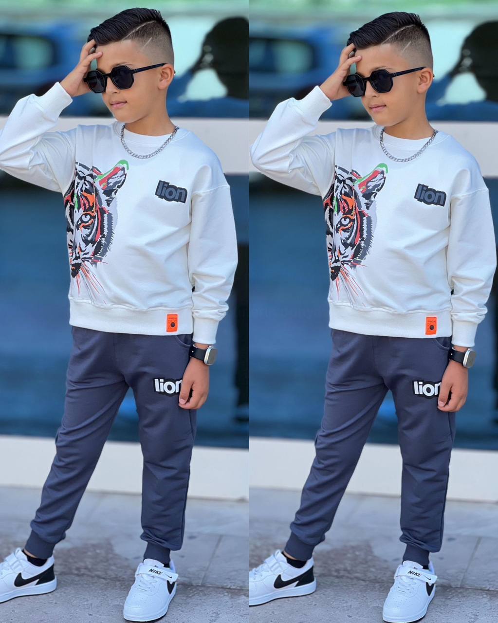 Trening pentru Baieti, din Bumbac, 2 piese, Lion