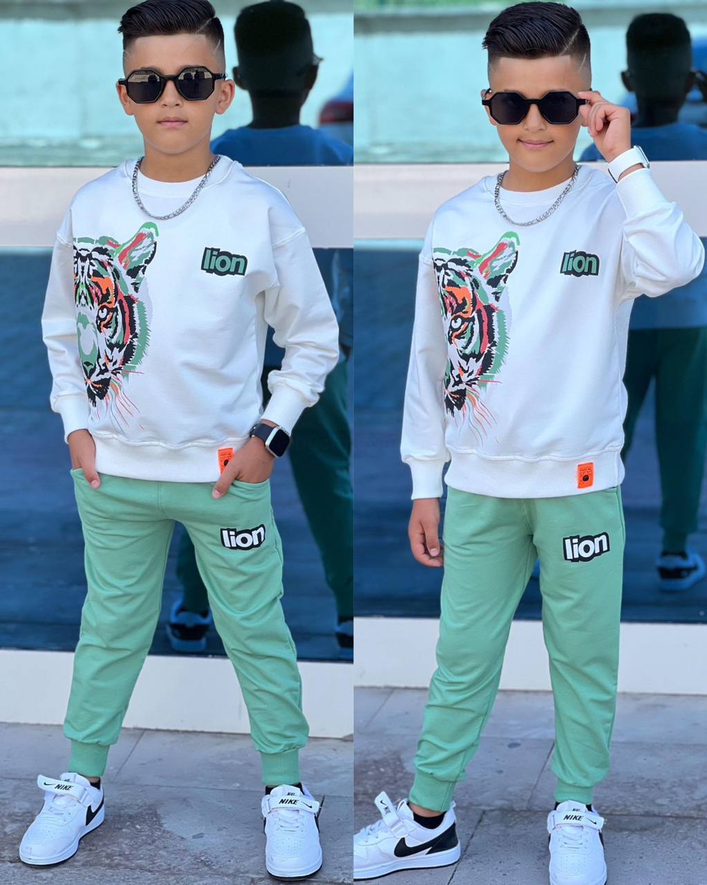 Trening pentru Baieti, din Bumbac, 2 piese, Lion