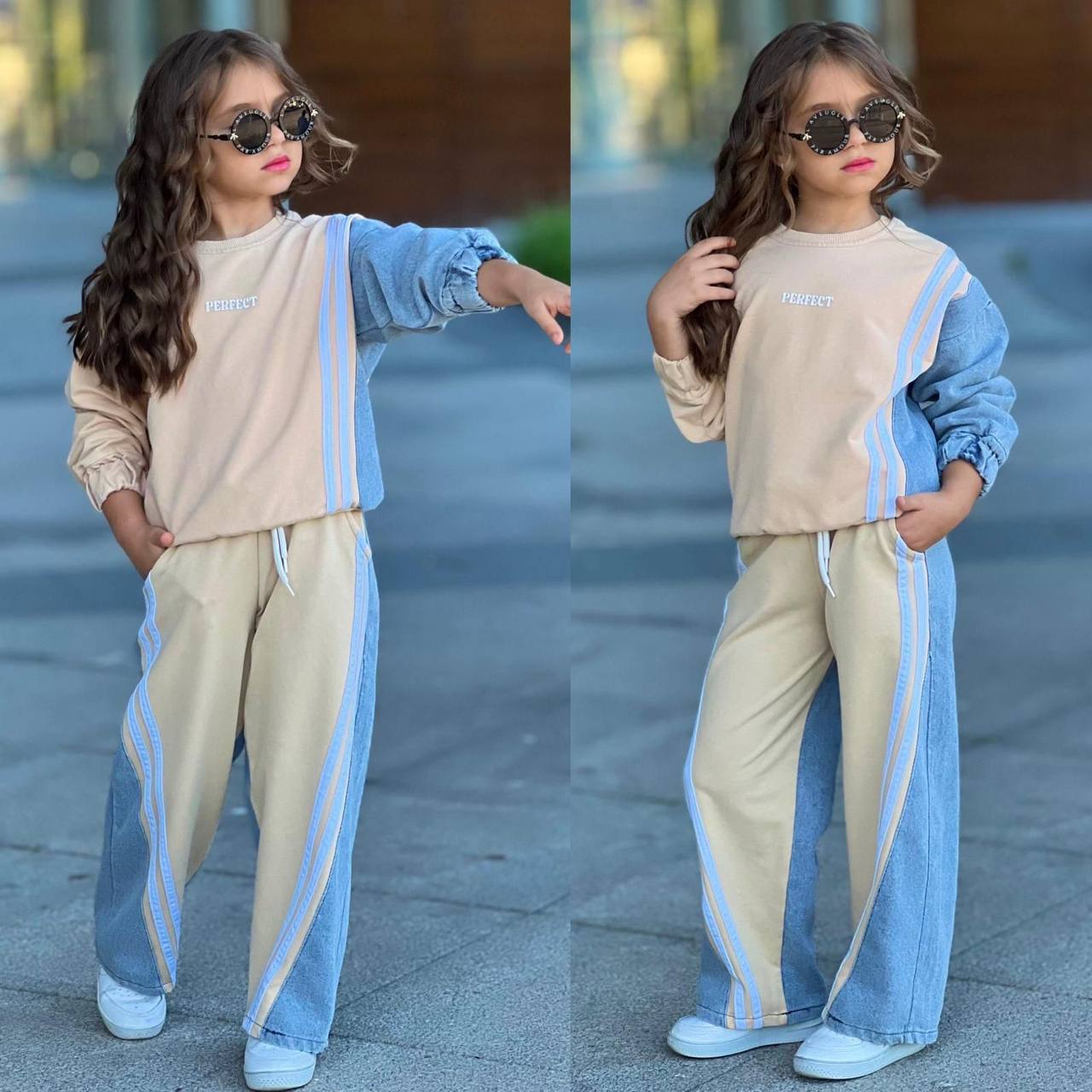 Trening pentru Fetite, 2 piese, din Bumbac si Denim, Perfect