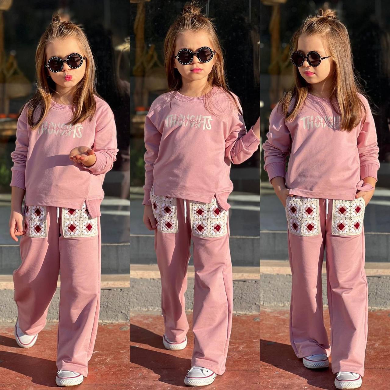 Trening pentru Fetite, 2 piese, din Bumbac, Thoughts