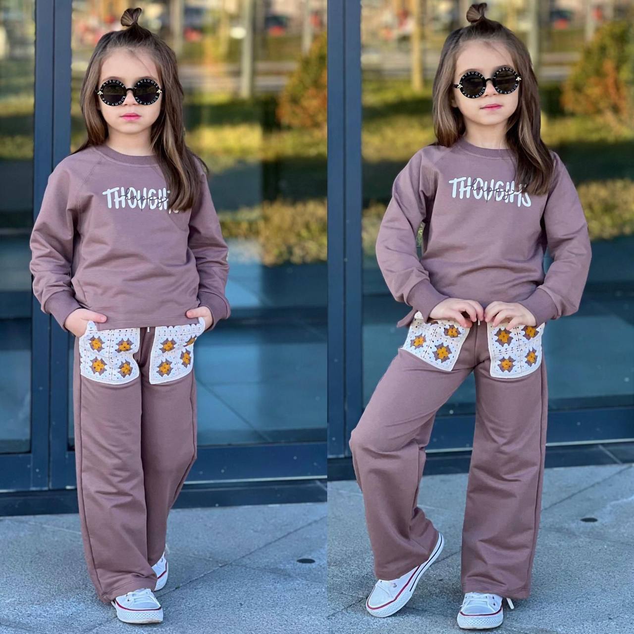 Trening pentru Fetite, 2 piese, din Bumbac, Thoughts