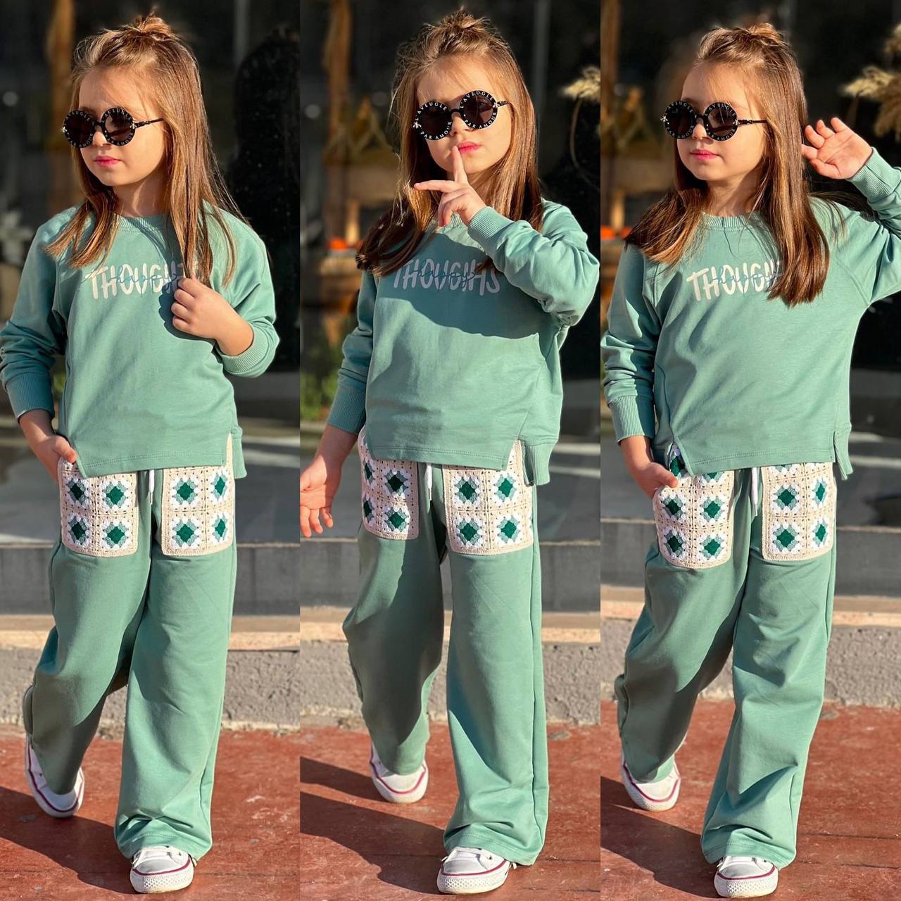 Trening pentru Fetite, 2 piese, din Bumbac, Thoughts