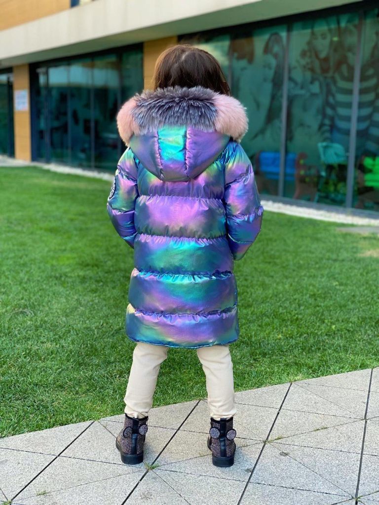 Geaca Holografica, pentru Fetite, cu Gluga cu Blanita, Anastasia