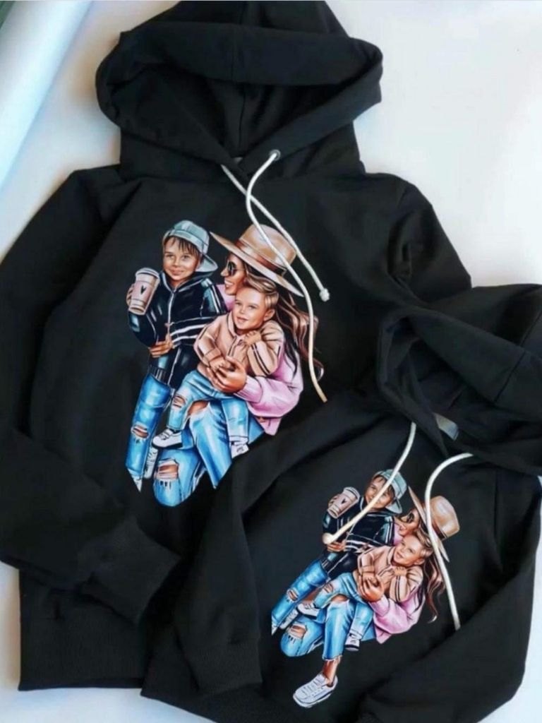 Hanorac negru Family mama