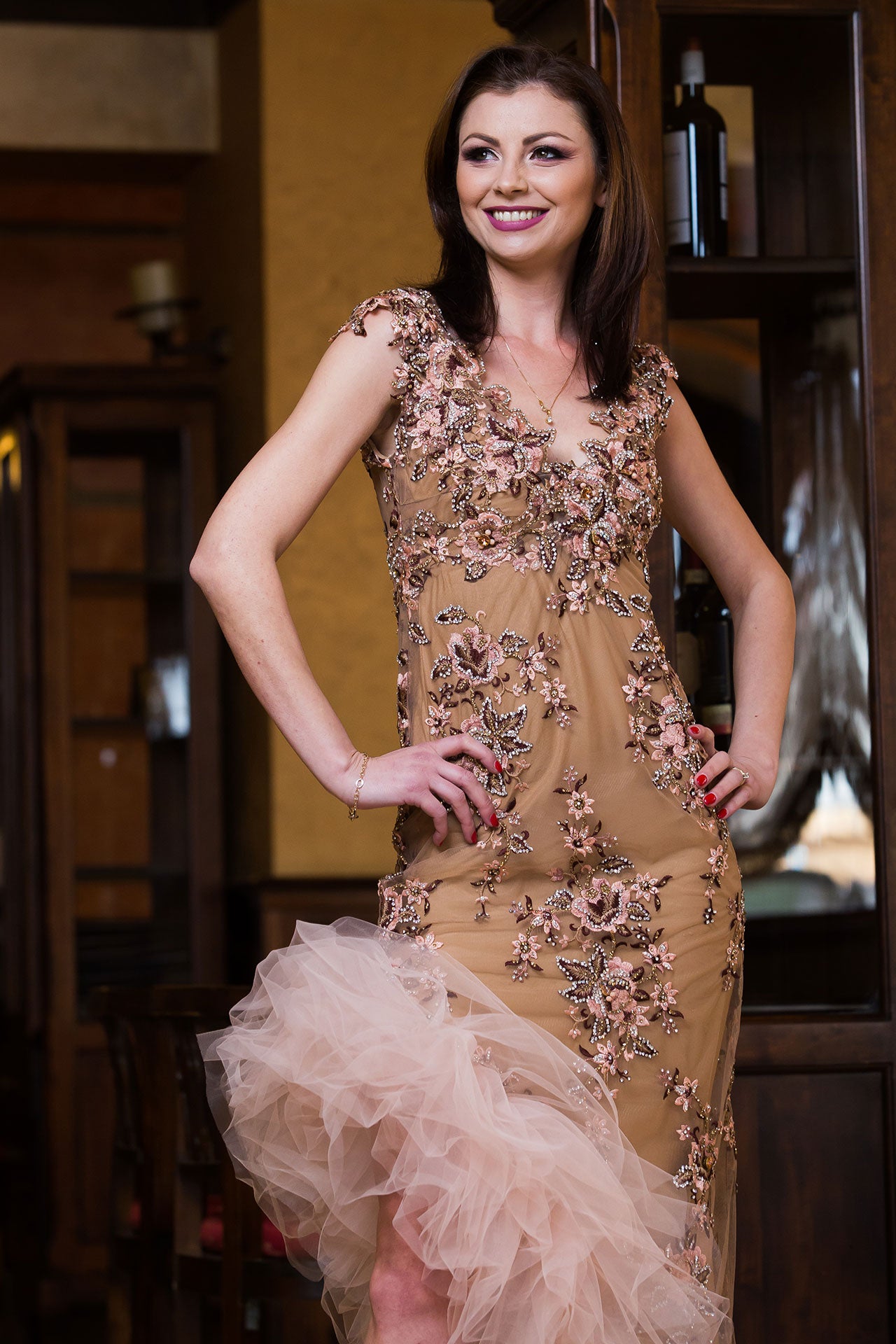 Rochie de ocazie Malvera Luxury cu volane pe picior