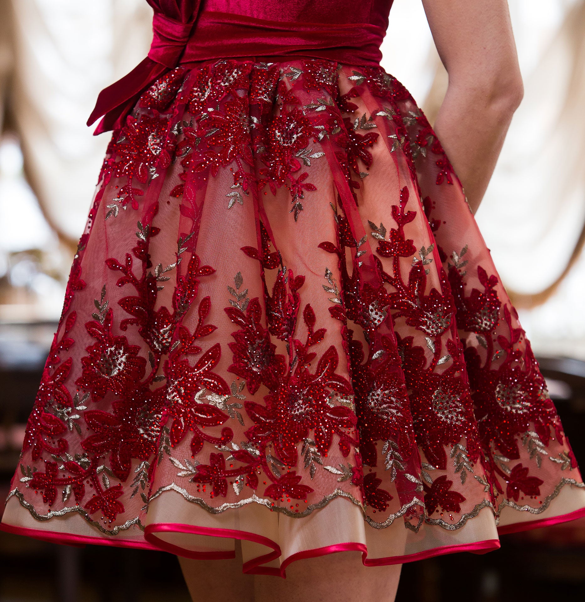 Rochie unicat Malvera Luxury dantelă vișinie