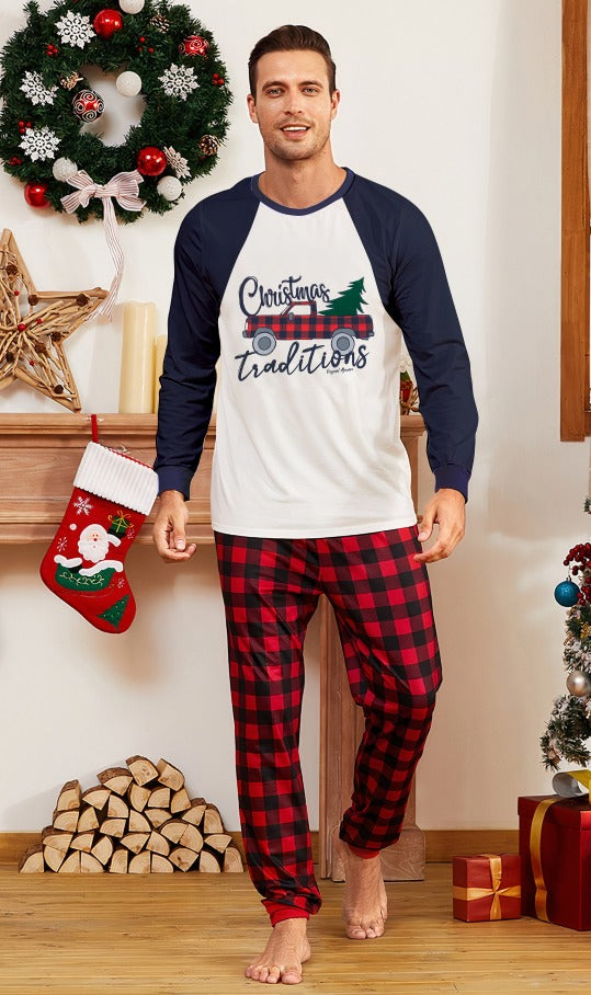 Pijamale Barbati de Craciun cu Pantaloni in Carouri Sparkling