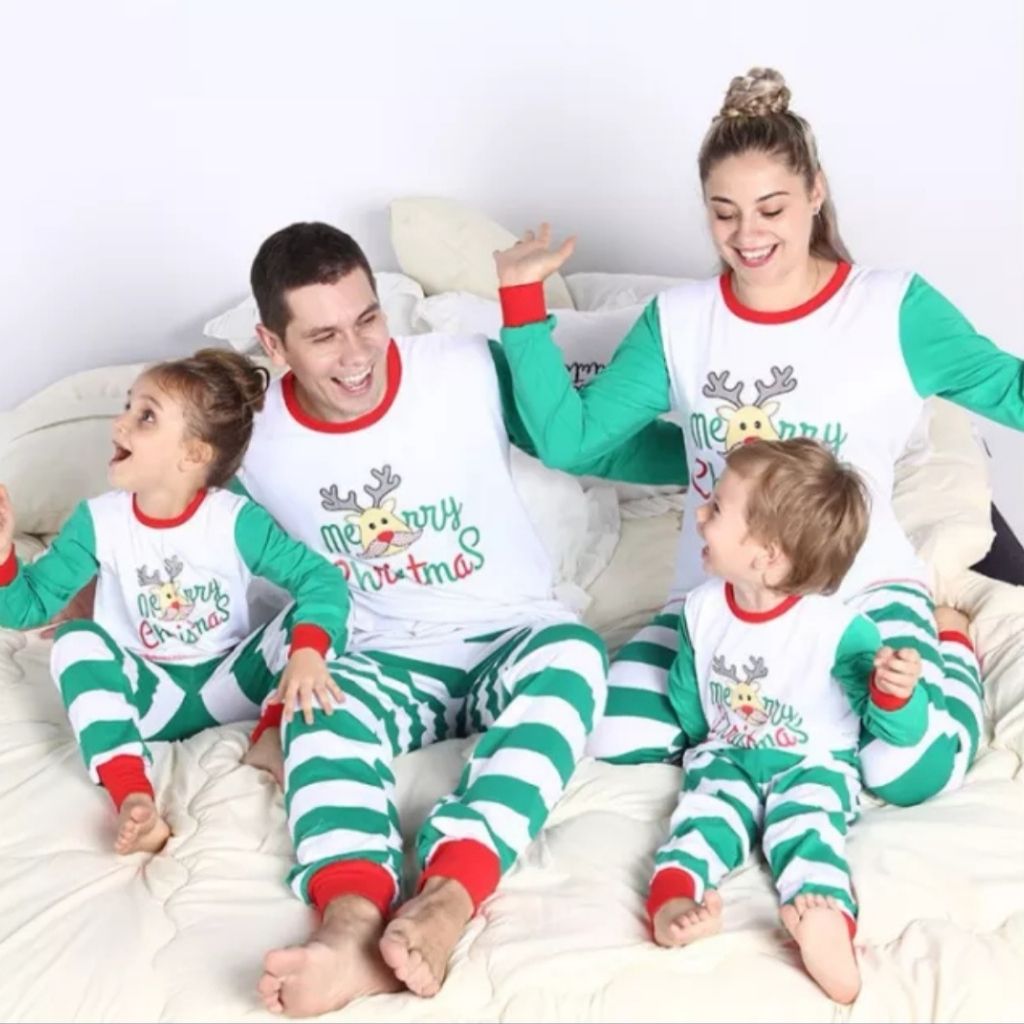 Pijamale COPII de Craciun verzi Merry Christmas