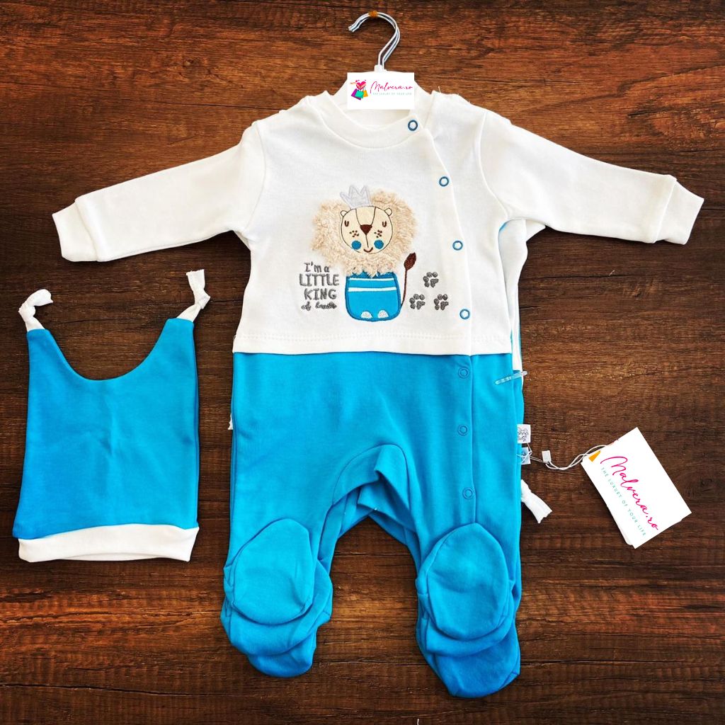 Set salopeta cu caciulita Little King