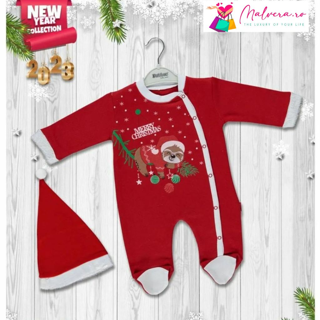 Salopeta Bebelusi Merry Christmas Crenguta cu Globuri