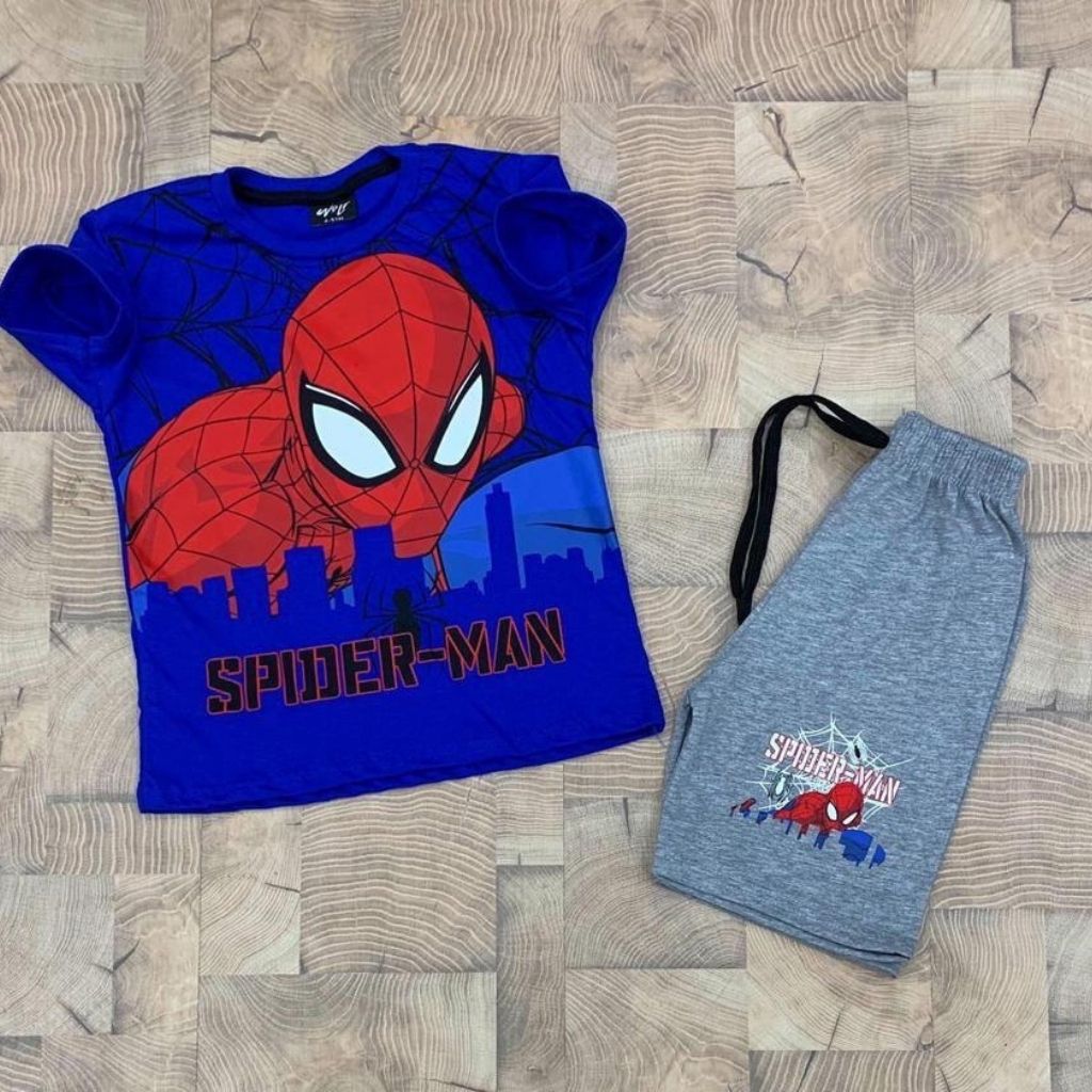 Set 2 piese baieti cu tricou cu imprimeu colorat