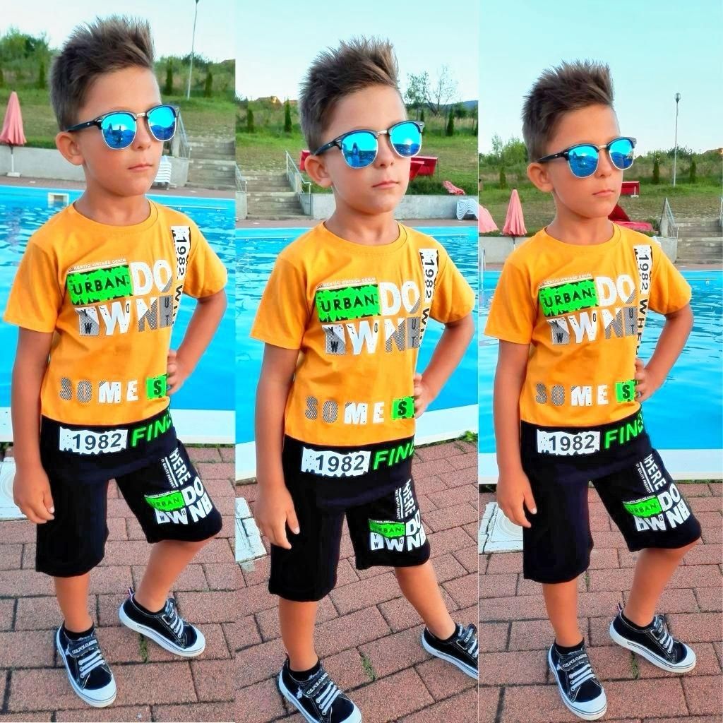 Set 2 piese baieti cu tricou si panataloni scurti Urban