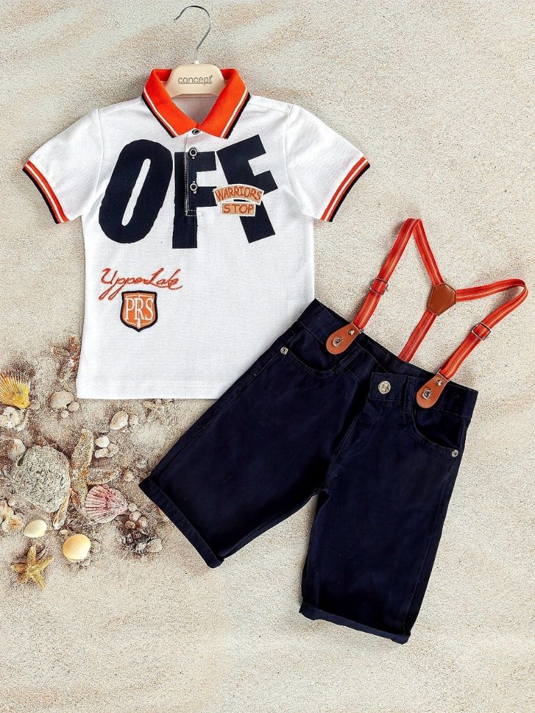 Set 2 piese cu tricou si pantaloni scurti negri cu bretele