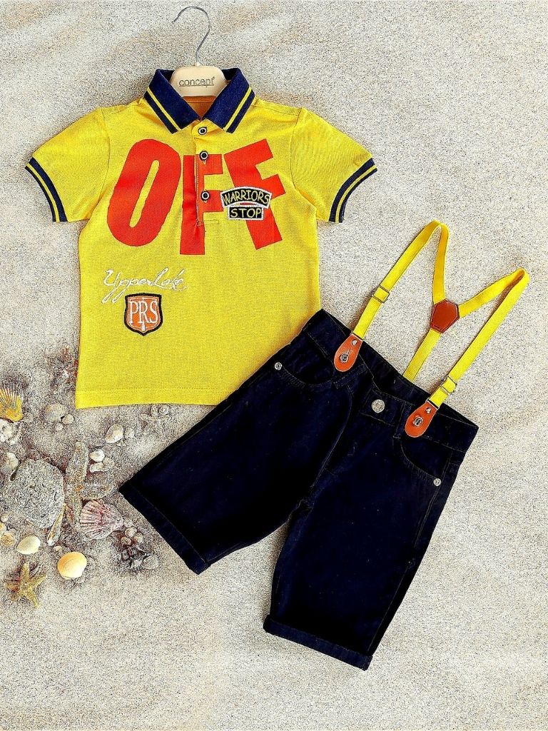 Set 2 piese cu tricou si pantaloni scurti negri cu bretele