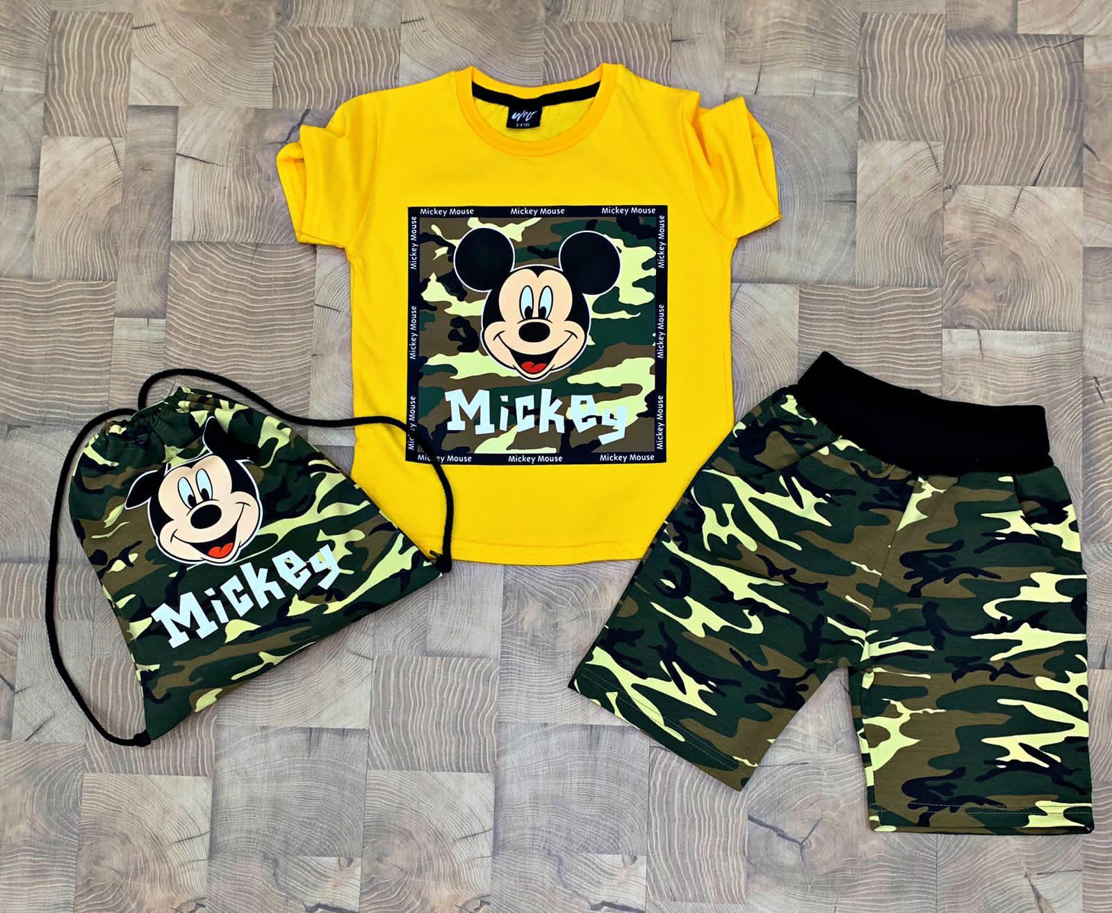 Set 3 piese Army cu tricou, pantaloni scurti si rucsacel