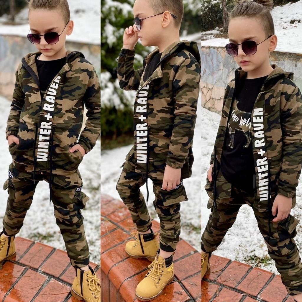 Set 3 piese Army pentru baieti Winter Raven