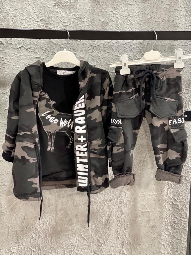 Set 3 piese Army pentru baieti Winter Raven