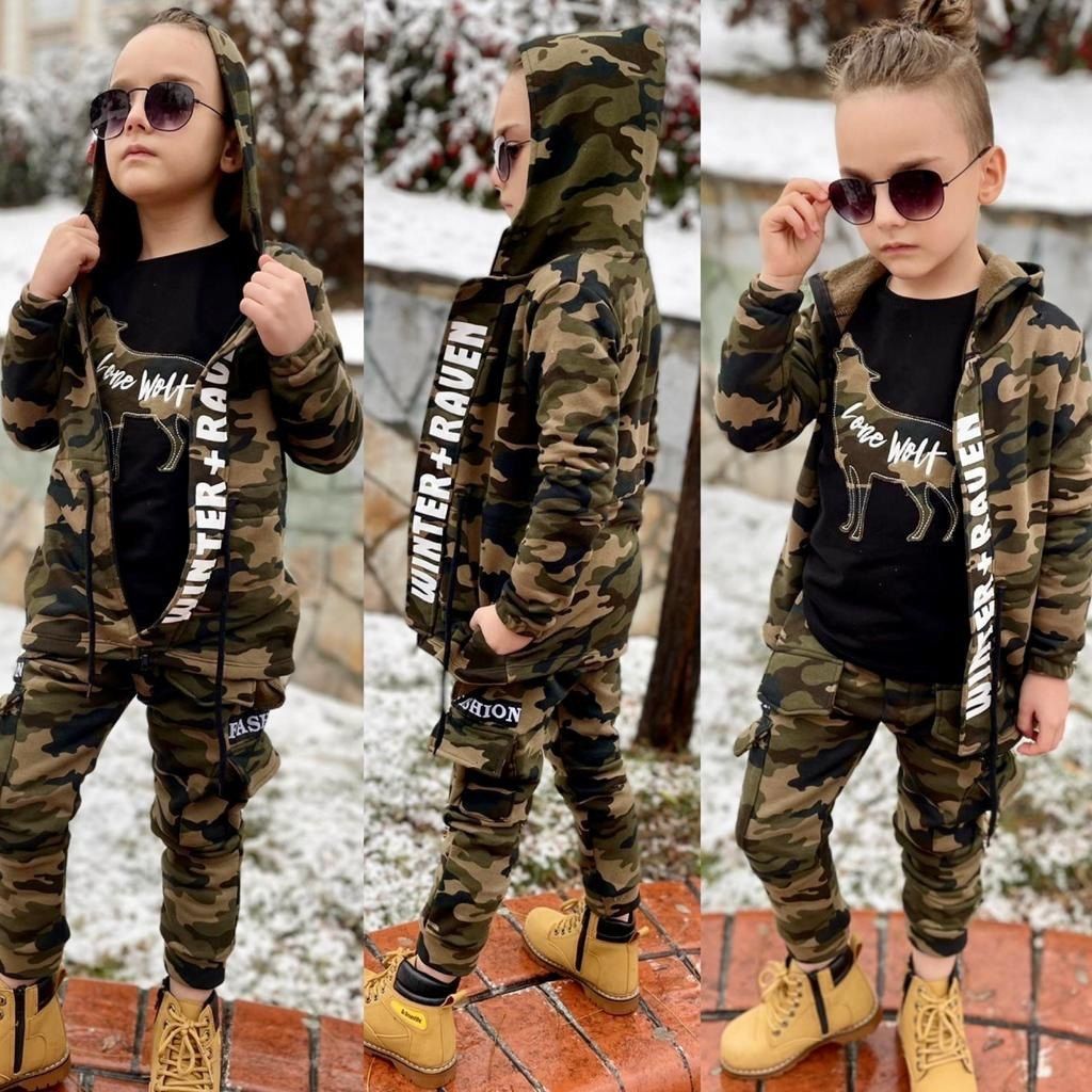 Set 3 piese Army pentru baieti Winter Raven