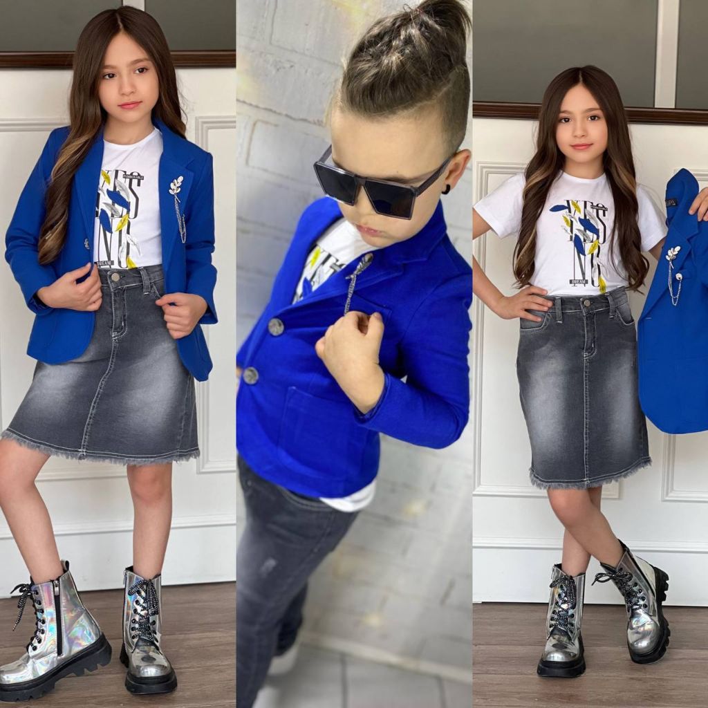 Set 3 Piese Baieti Bro cu Sacou Albastru