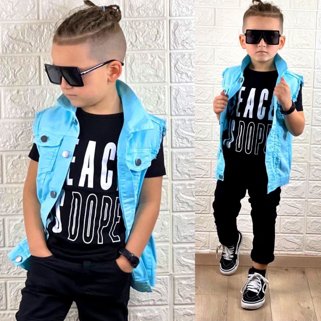 Set 3 Piese Baieti cu Vesta Albastra Peace