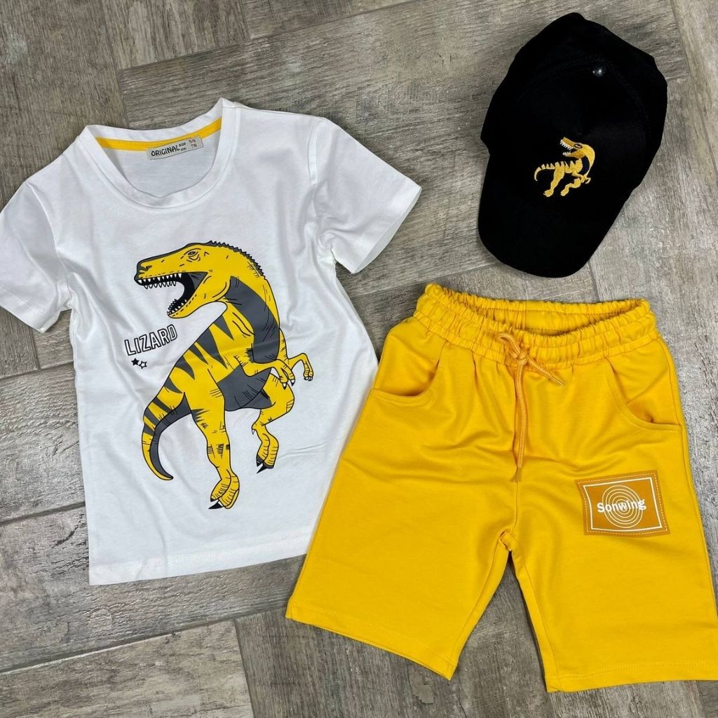 Set 3 Piese cu Pantaloni Scurti Dino