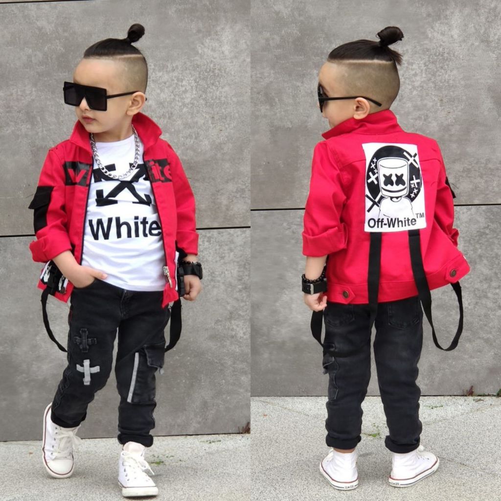 Set 3 Piese pentru Baieti cu Geaca Rosie White