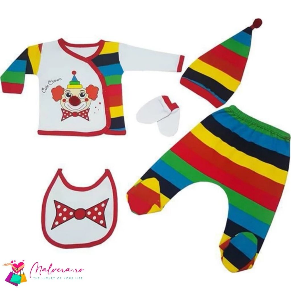 Set 5 piese nou nascuti Clown