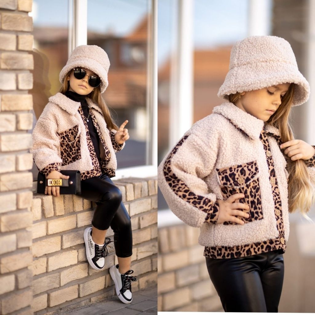 Set bej 5 piese fetite Animal Print