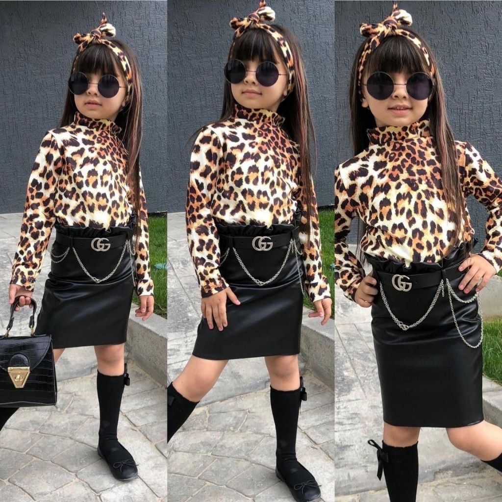 Set bluza Animal Print si fusta neagra