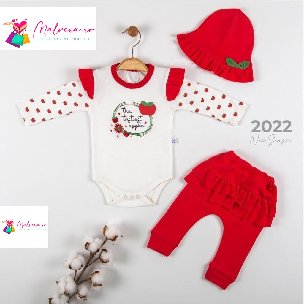Set Body Pantaloni si Caciulita Tastiest Apple