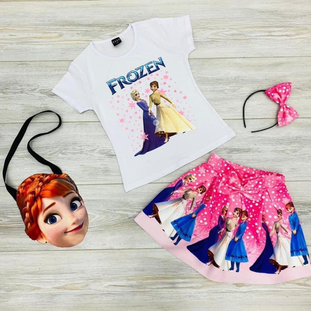 Set fetite tricou, fusta si cordeluta