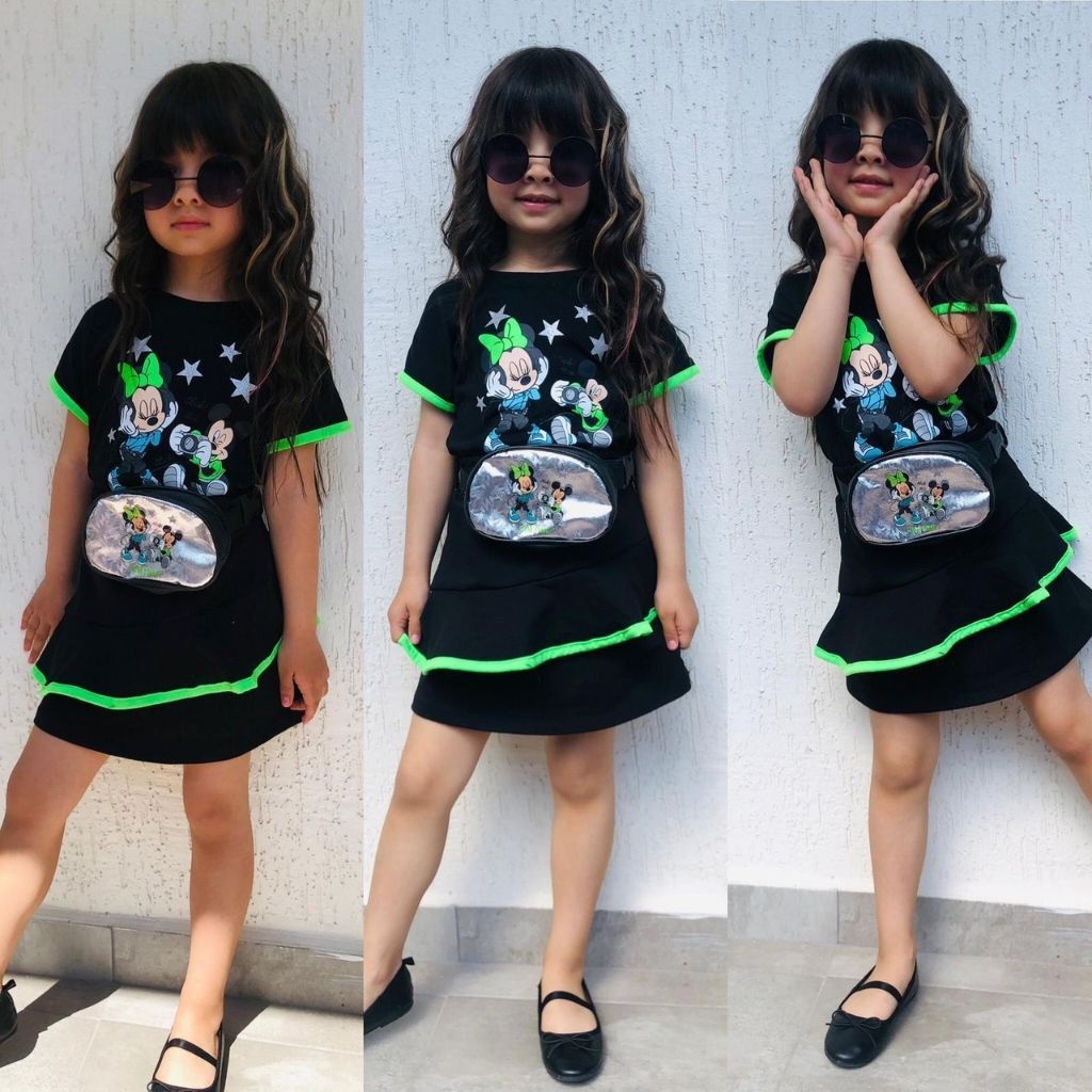 Set fetite cu tricou si fustita cu borseta