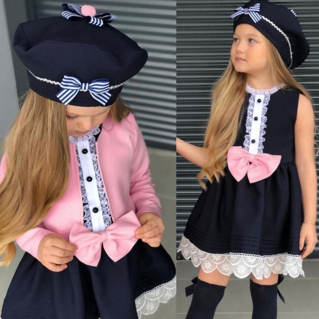 Set rochita neagra cu bolero roz