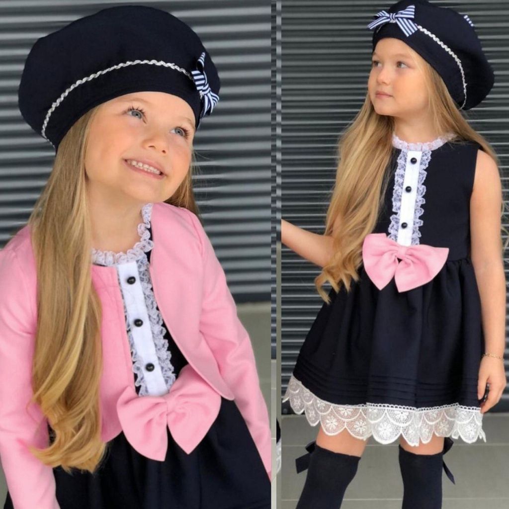 Set rochita neagra cu bolero roz
